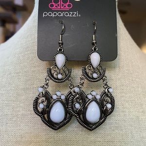White and Silver Statement Earrings